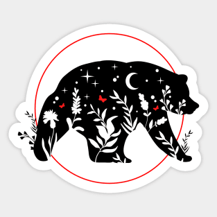Wanderlust Bear with Moon and Stars Sticker
